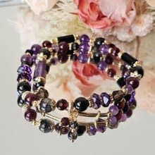 女巫的低語-雙圈水晶手鍊/黑髮晶/紅石榴/紫水晶/金運石/茶晶