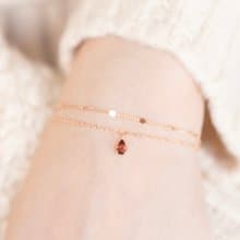 石榴石925純銀水滴寶石雙層手鍊