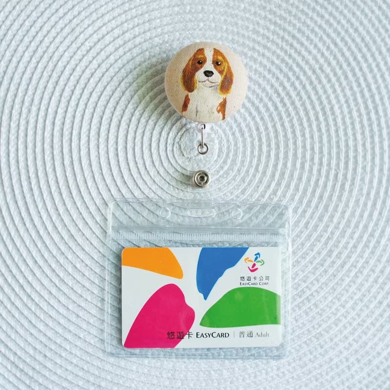 Lovely【日本布】可卡犬伸縮扣環 +卡套、悠遊卡、證件套
