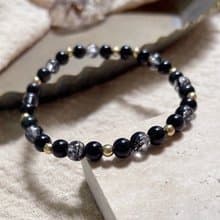 迷途之星 ∣ 淨透體黑髮晶 黑曜石 避邪 6mm手鍊