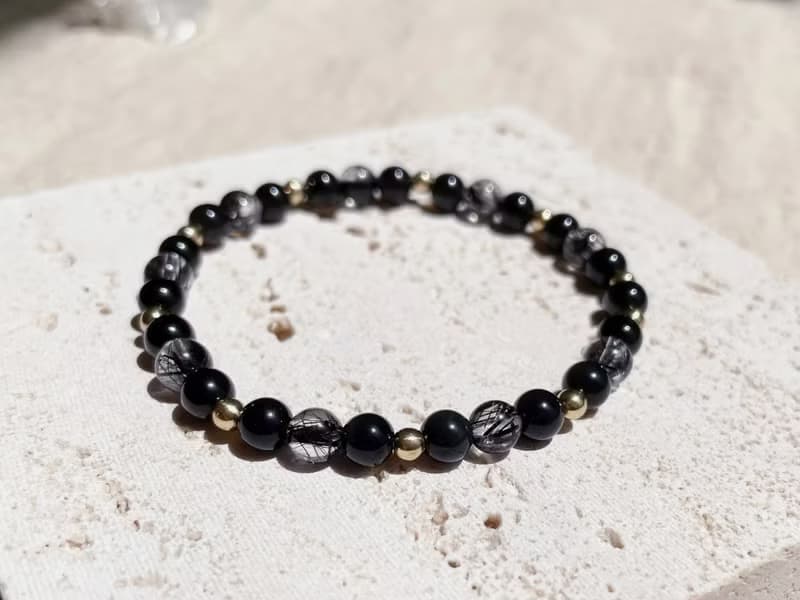 迷途之星 ∣ 淨透體黑髮晶 黑曜石 避邪 6mm手鍊