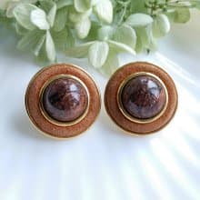Vintage Jewelry 西洋古董飾品 經典 咖啡色調 鈕扣款 針式耳環