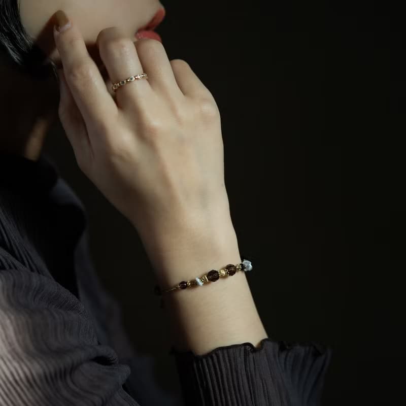 醇焠 l 茶晶珍珠沙弗萊手鍊 C1687