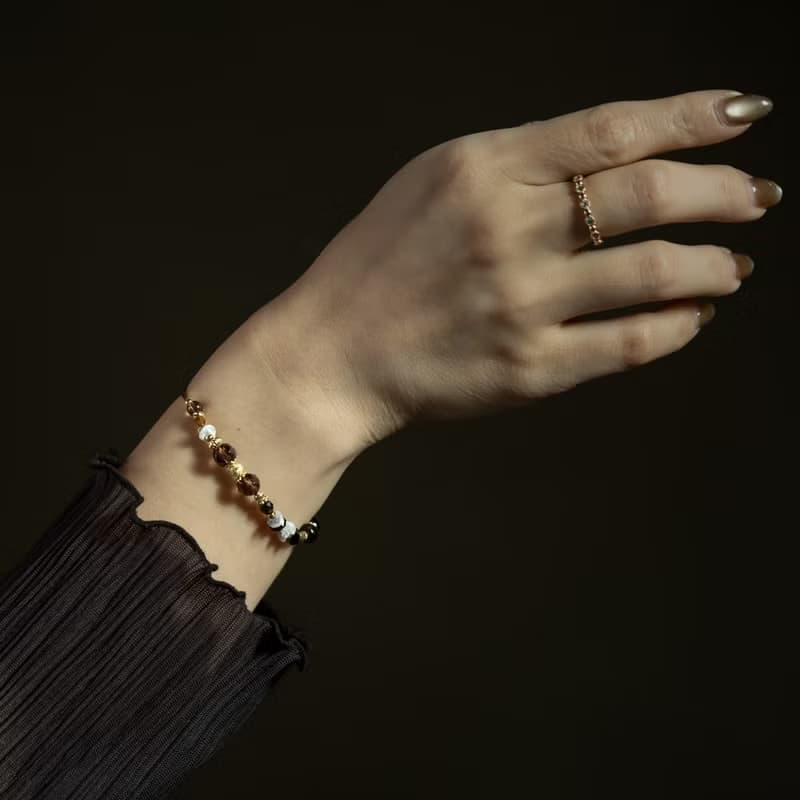 醇焠 l 茶晶珍珠沙弗萊手鍊 C1687