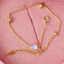 Natural Rainbow Moonstone Bracelet Silver925 with gold plated.