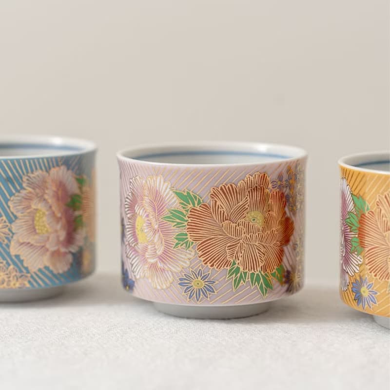 【結婚禮物】金花詰系列 茶杯5入組合 /九谷晴