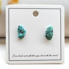 綠松石耳釘女小巧不規則天然石碎石不對稱925銀針手工飾品百搭
