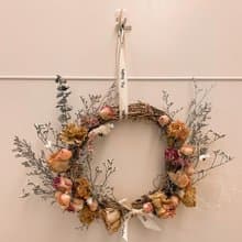 乾燥混色玫瑰復古金花環 25CM