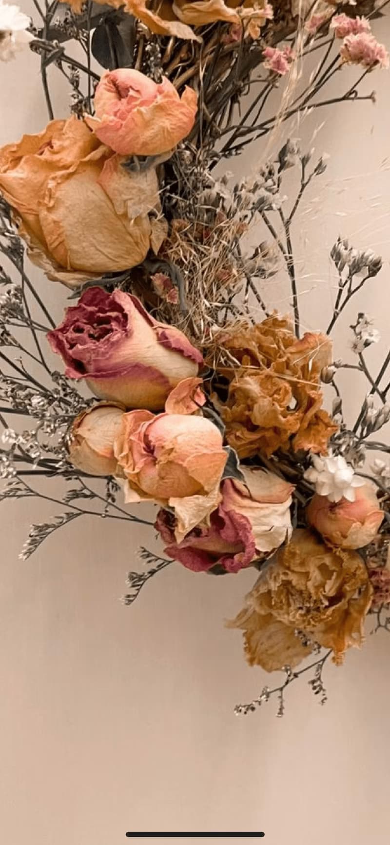 乾燥混色玫瑰復古金花環 25CM