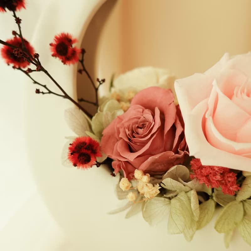 永生花特色O型小提籃-新娘粉