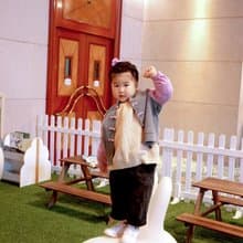 童裝針織中式唐裝外套 (灰色/粉紫色)