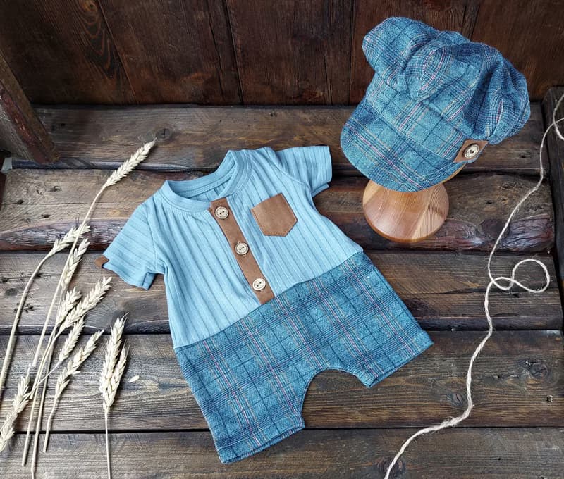 Newborn boy outfit denim jumpsuit, Baby Boy Overalls, baby boy romper