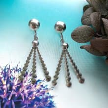Vintage Jewelry 西洋古董飾品 DELMA 銀色調 摩登垂墜 栓式耳環