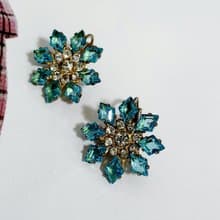 vintage jewelry  古董冰晶萊茵 夾式耳環