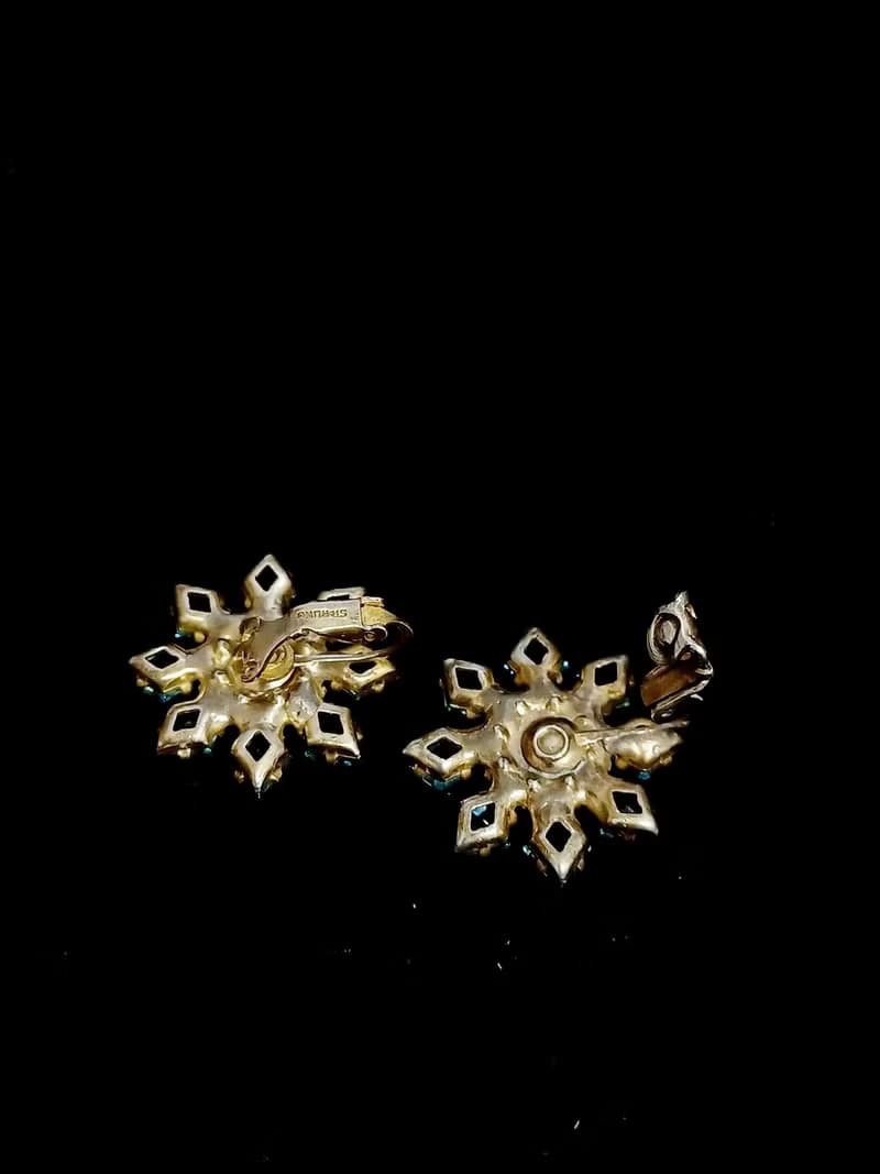 vintage jewelry  古董冰晶萊茵 夾式耳環