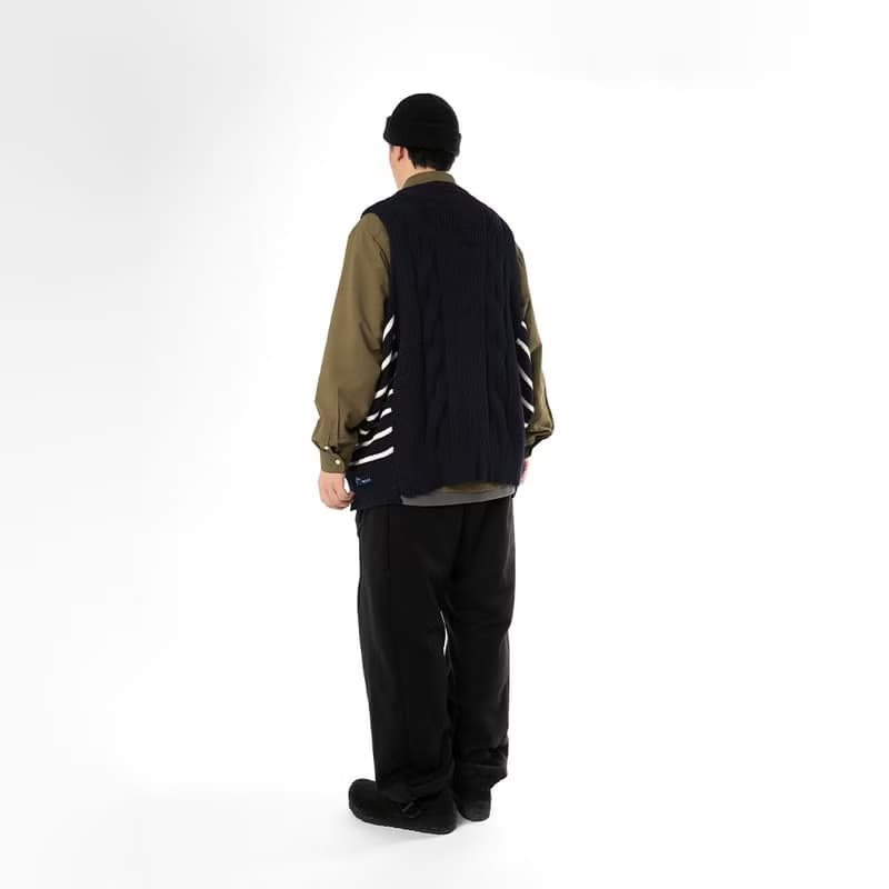 Wool-blend dropped knit vest 羊毛混紡針織背心 藏青色/灰色