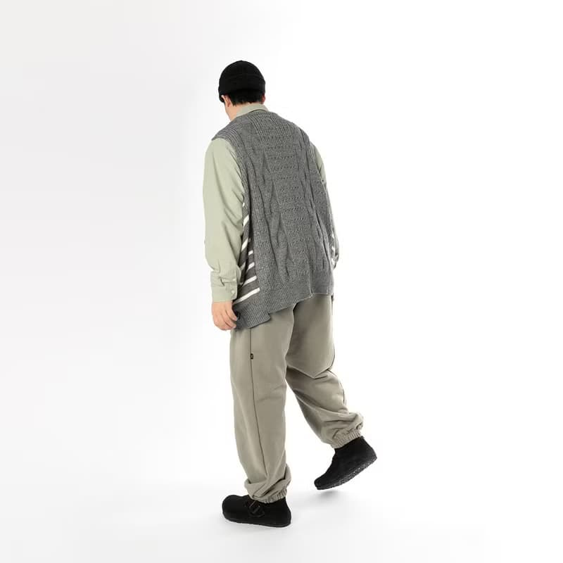 Wool-blend dropped knit vest 羊毛混紡針織背心 藏青色/灰色