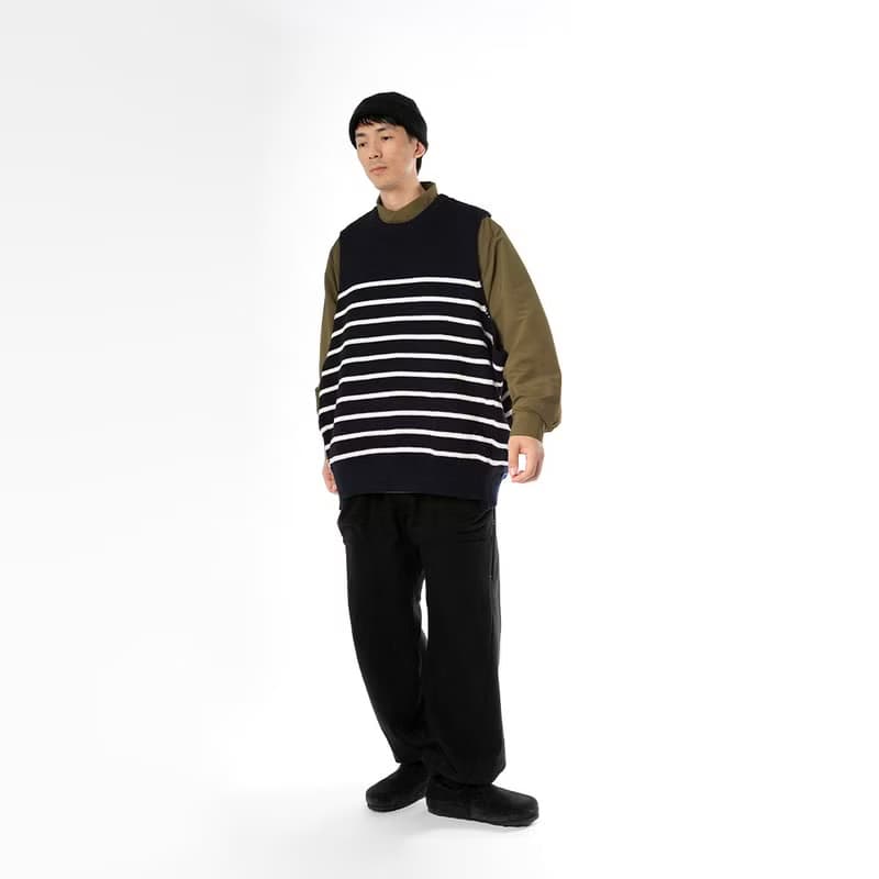 Wool-blend dropped knit vest 羊毛混紡針織背心 藏青色/灰色