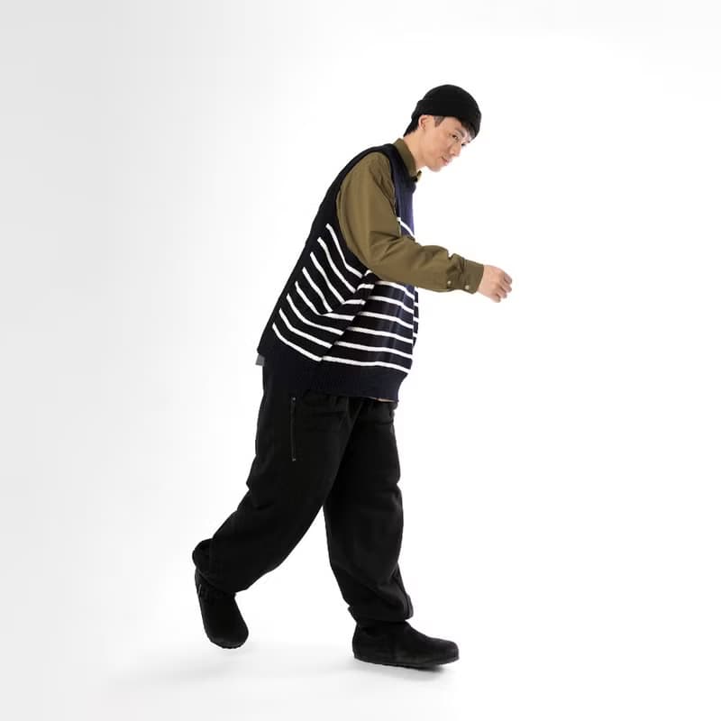 Wool-blend dropped knit vest 羊毛混紡針織背心 藏青色/灰色