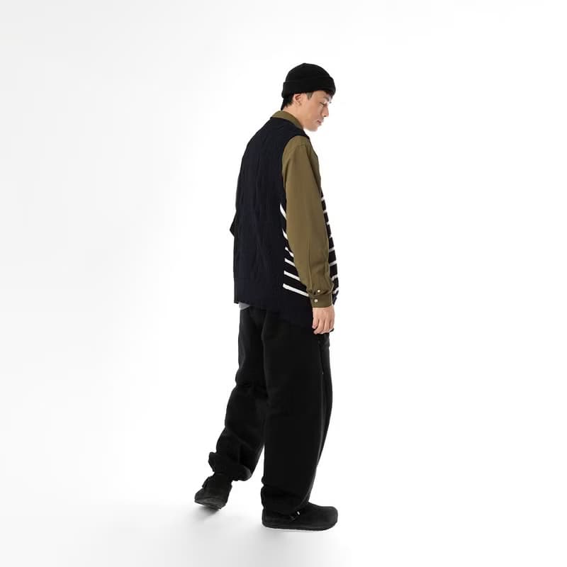 Wool-blend dropped knit vest 羊毛混紡針織背心 藏青色/灰色