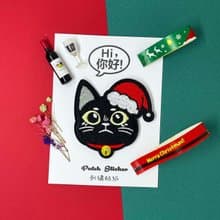 刺繡貼紙-聖誕黑貓