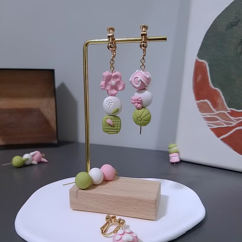 【甜點日－三色糰子ver.】和菓子A款　　　　　　垂墜耳環