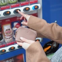 Gigi 真牛皮 拉鍊迷你錢包 : 磚色