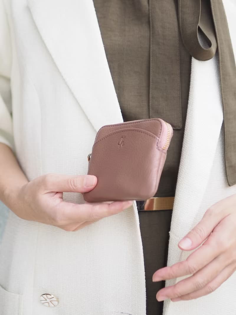 Gigi 真牛皮 拉鍊迷你錢包 : 磚色