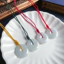 天然緬甸玉翡翠 冰晴底帶綠質細 平安扣 項鍊 禮物 長輩禮 滿月禮