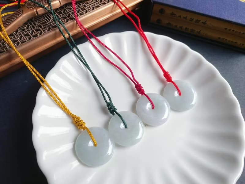 天然緬甸玉翡翠 冰晴底帶綠質細 平安扣 項鍊 禮物 長輩禮 滿月禮