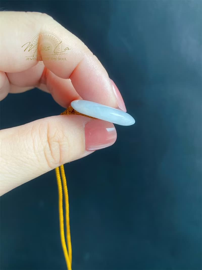 天然緬甸玉翡翠 冰晴底帶綠質細 平安扣 項鍊 禮物 長輩禮 滿月禮
