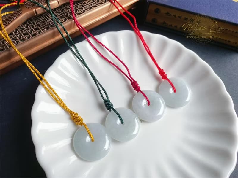 天然緬甸玉翡翠 冰晴底帶綠質細 平安扣 項鍊 禮物 長輩禮 滿月禮