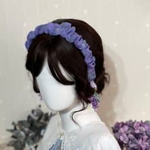 皺褶綴飾髮箍/ 耳環頭箍 透紗 細版 細邊 新娘頭飾 髮窟 髮飾