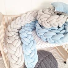 Braided crib  bumper.  Nursery crib bedding + Star pillow as a gift!