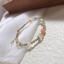 綠磷灰、葡萄石、太陽石 天然石手鍊