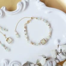 六月的夏多內 | 葡萄石 淡水珍珠 天青凍 水晶手鍊 可調節延長鍊