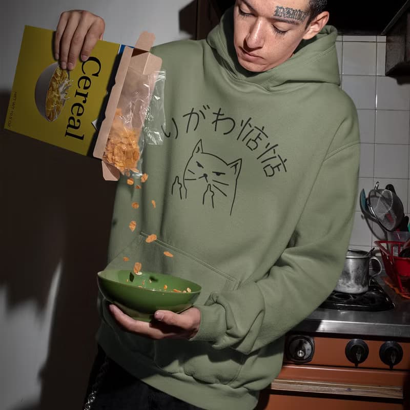 你給我惦惦 刷毛帽T 中性版 軍綠色 聖誕交換禮物貓咪快速出貨