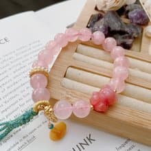 天然粉晶 塩源瑪瑙 水晶手鍊