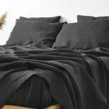Charcoal linen flat sheet / Linen bedsheet / Softened stonewashed linen sheet