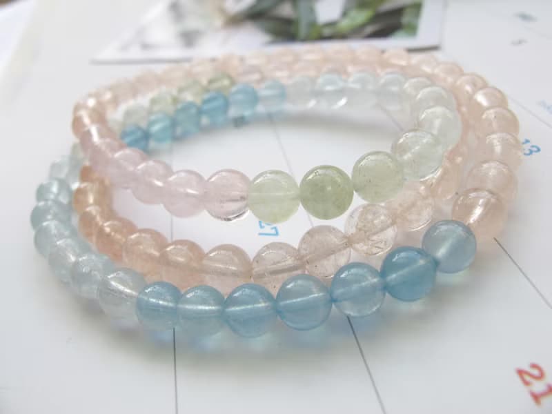 摩根石6mm三圈漸層色手鍊【糖果屋】清純 優美 可愛