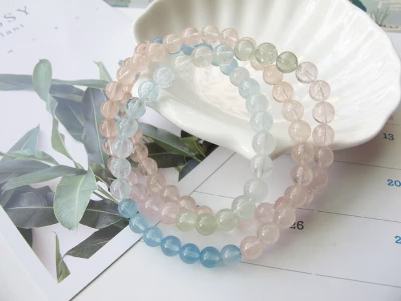 摩根石6mm三圈漸層色手鍊【糖果屋】清純 優美 可愛