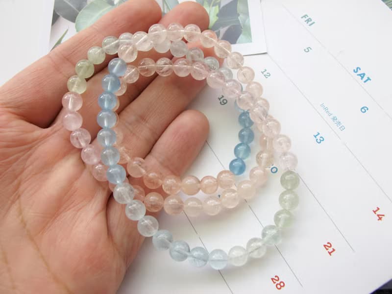 摩根石6mm三圈漸層色手鍊【糖果屋】清純 優美 可愛