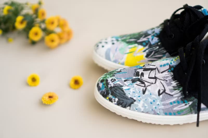 日系推薦【牛津日】森與花 日本花 帆布鞋 水彩風