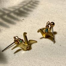 老林雜貨 | 黃銅紙鶴耳環 (針式 / 夾式)