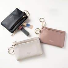 Wジッパー マルチケース A 【 本革 Nuance 名入れ 】 ポーチ 小物入れ ミニ財布 コインケース カードケース ギフト HR36U