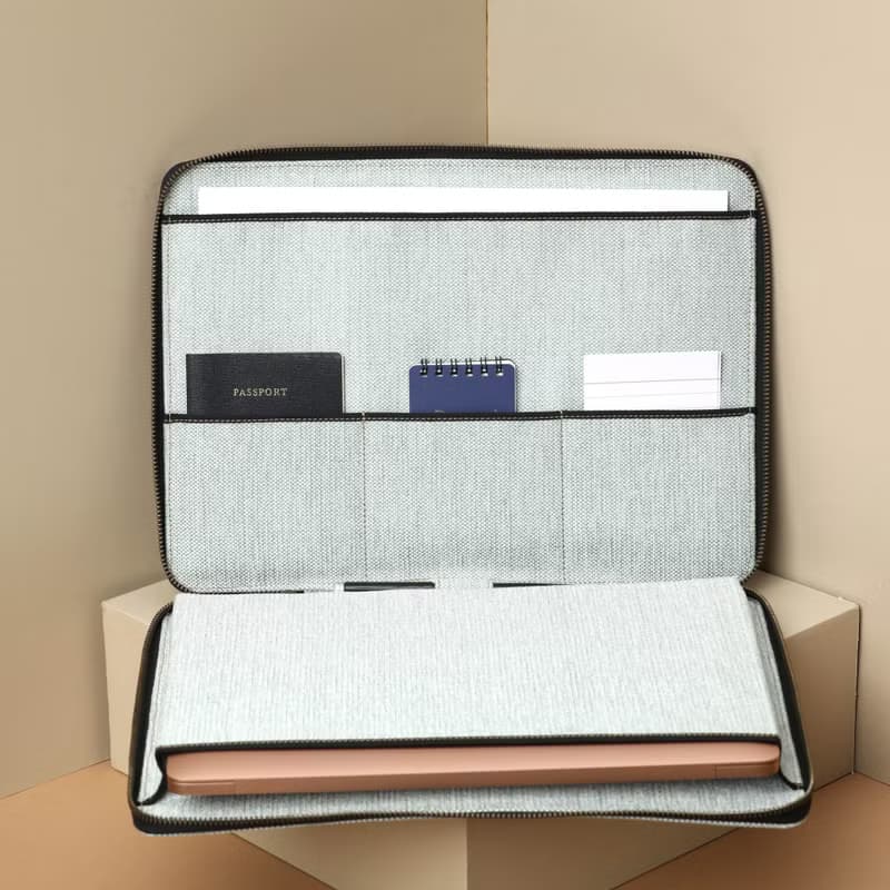 Leather Laptop Case with Zippers