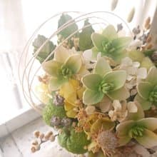 夏末.寧靜綠色系索拉花.乾燥花.手工花器.生日.開幕最佳首選.