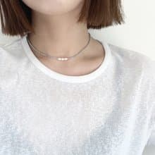 マグネット着脱　ビーズチョーカー　  【　gray 3pearl　】　ビーズネックレス