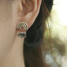 Cloud Rainbow Studs weather jewelry Jacket Font back Earrings Sterling Silver耳環