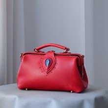 天使之眼 复古横版医生包斜挎包 手提口金包 巧克力色